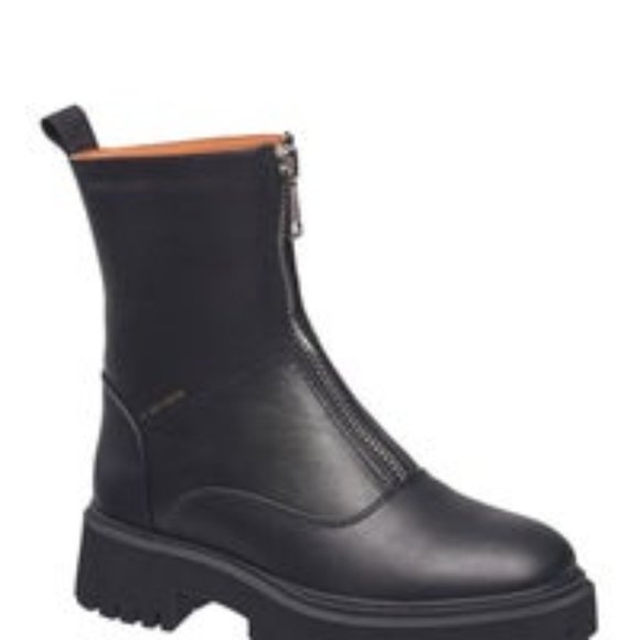 NEW FRENCH CONNECTION Black 'Julie' Combat Lugged Sole Front Zip Boot - 8.5/9. - Picture 1 of 7